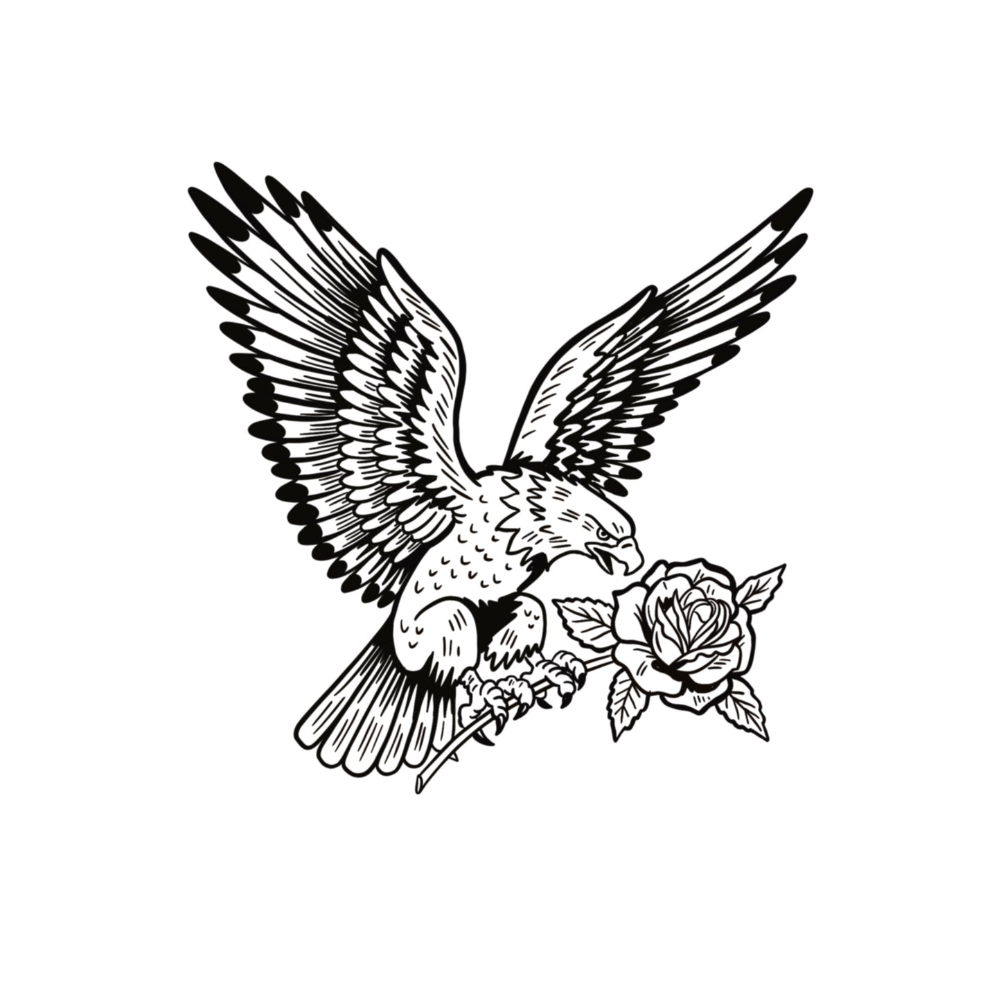 Eagle with rose